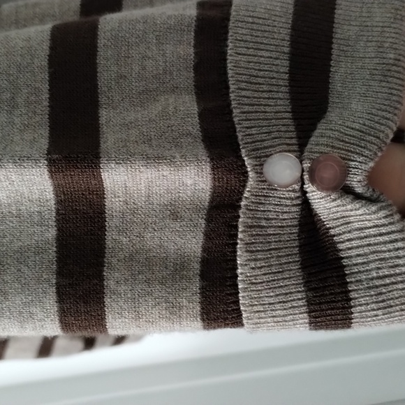 Strazzi women's sweater cardigan size large brown with stripes - Picture 4 of 7